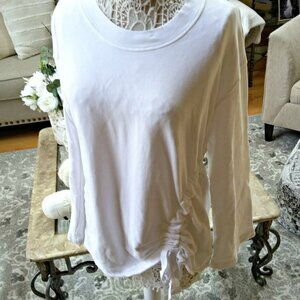 GATHERED Side TIE White SWEATSHIRT Stateside SZ M